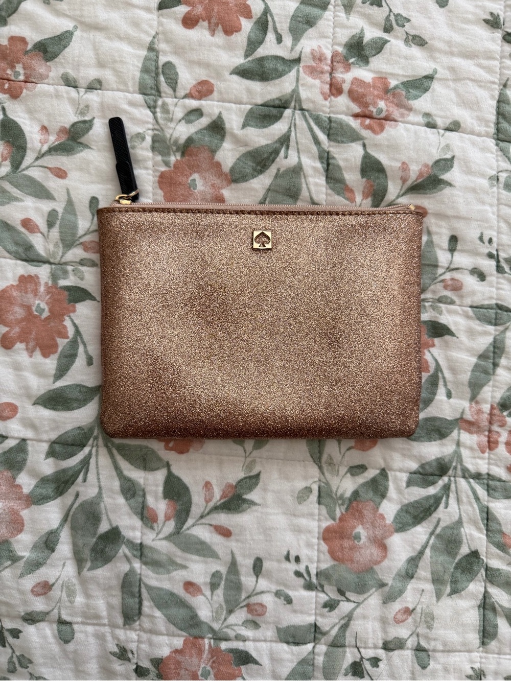 kate spade Rose Gold Glitter Zip Wristlet